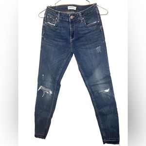 Zara blue skinny ripped jeans